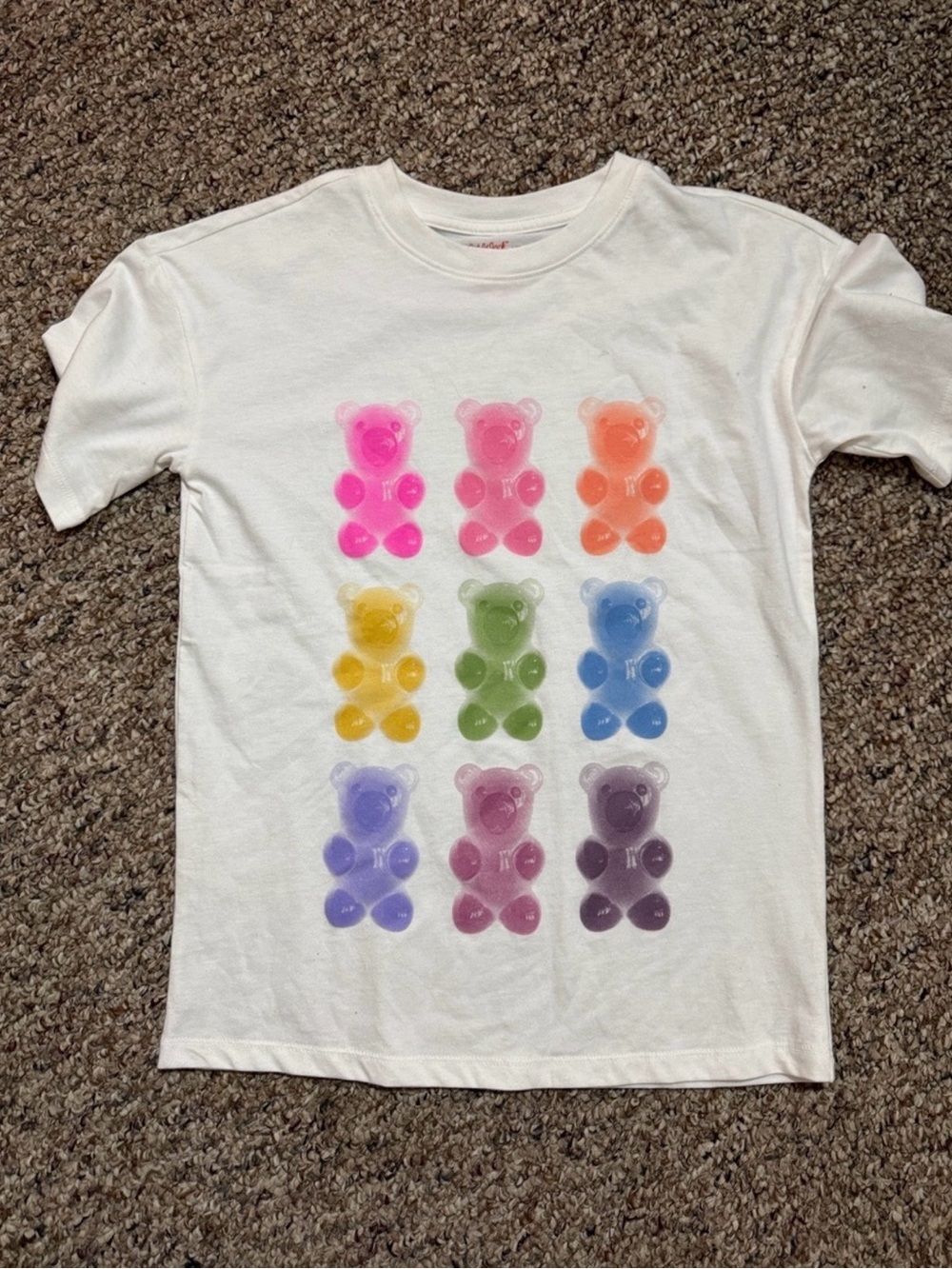 Cat & Jack White Tee with Colorful Gummy Bear Grid